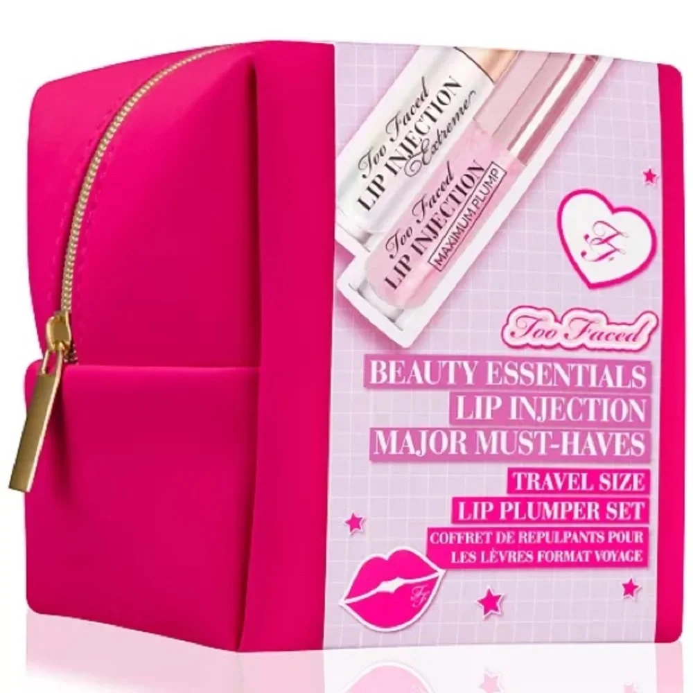 Too Faced 2-Pc. Lip Injection Major Must-Haves Travel Lip Plumper Gift Set NWT